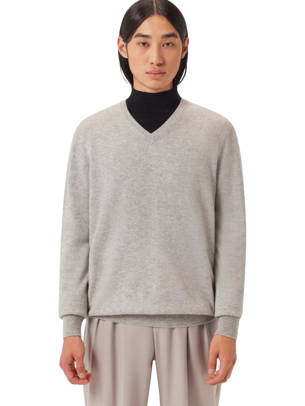 Nordstrom Men's V-Neck Tan Beige 100% Cashmere Sweater Size Medium